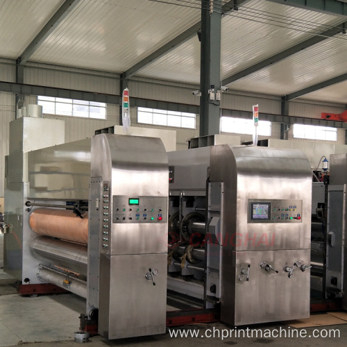 corrugated box printing folding gluing inline machine